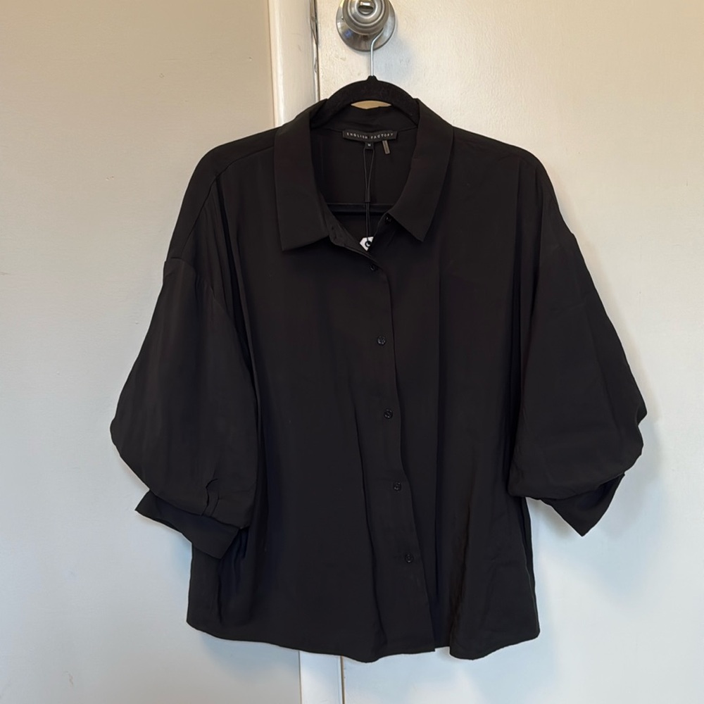 NWT English Factory Balloon sleeve button up, size M